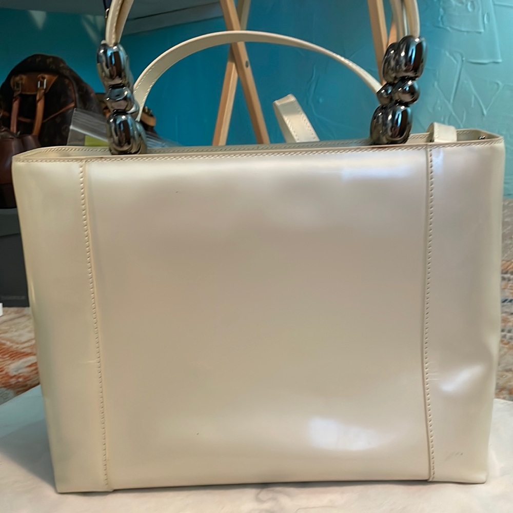 Christian Dior Hand Bag  Yellow/cream Enamel